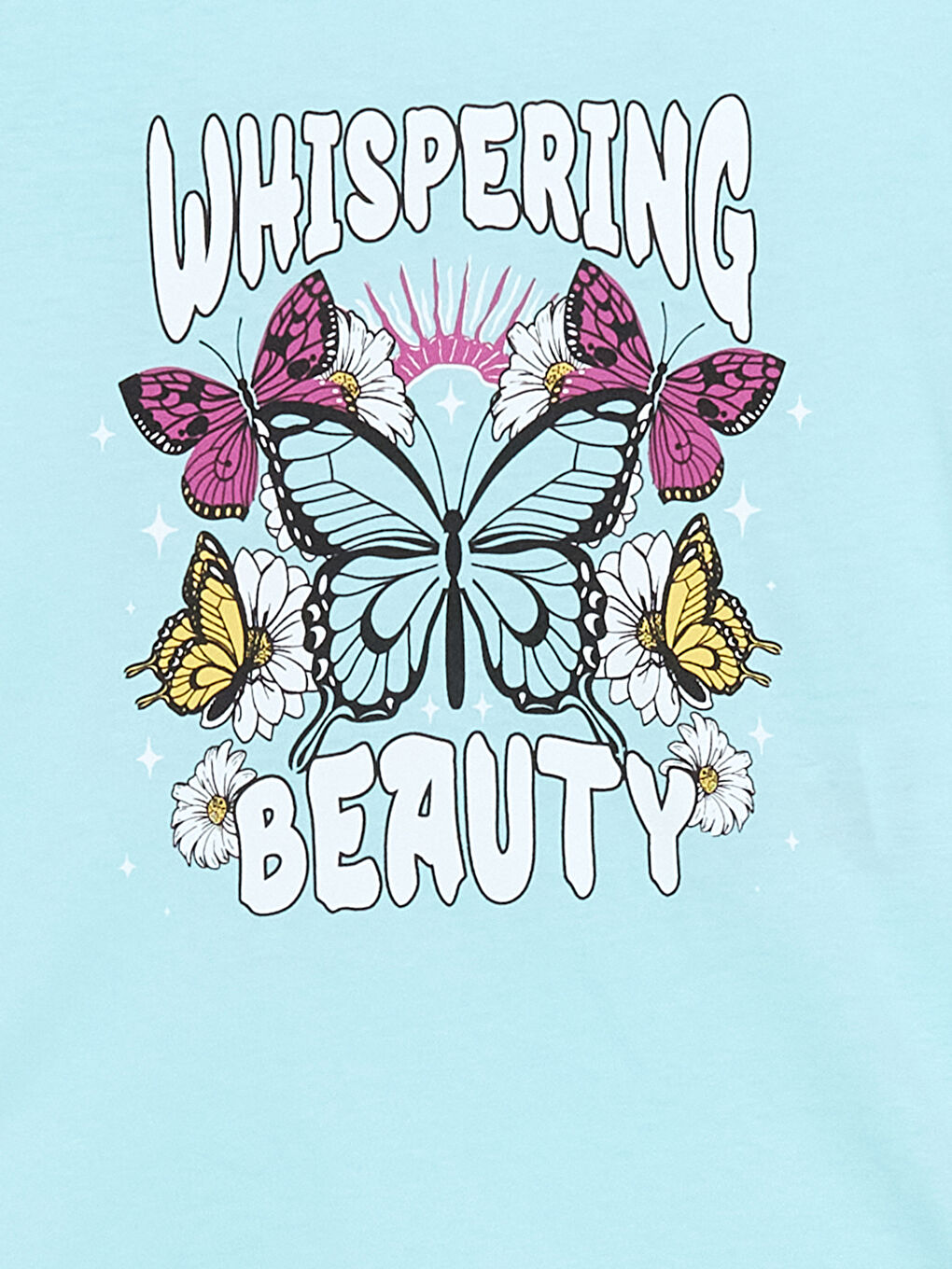 Turkuaz Bisiklet Yaka Kız Çocuk Tişört-1