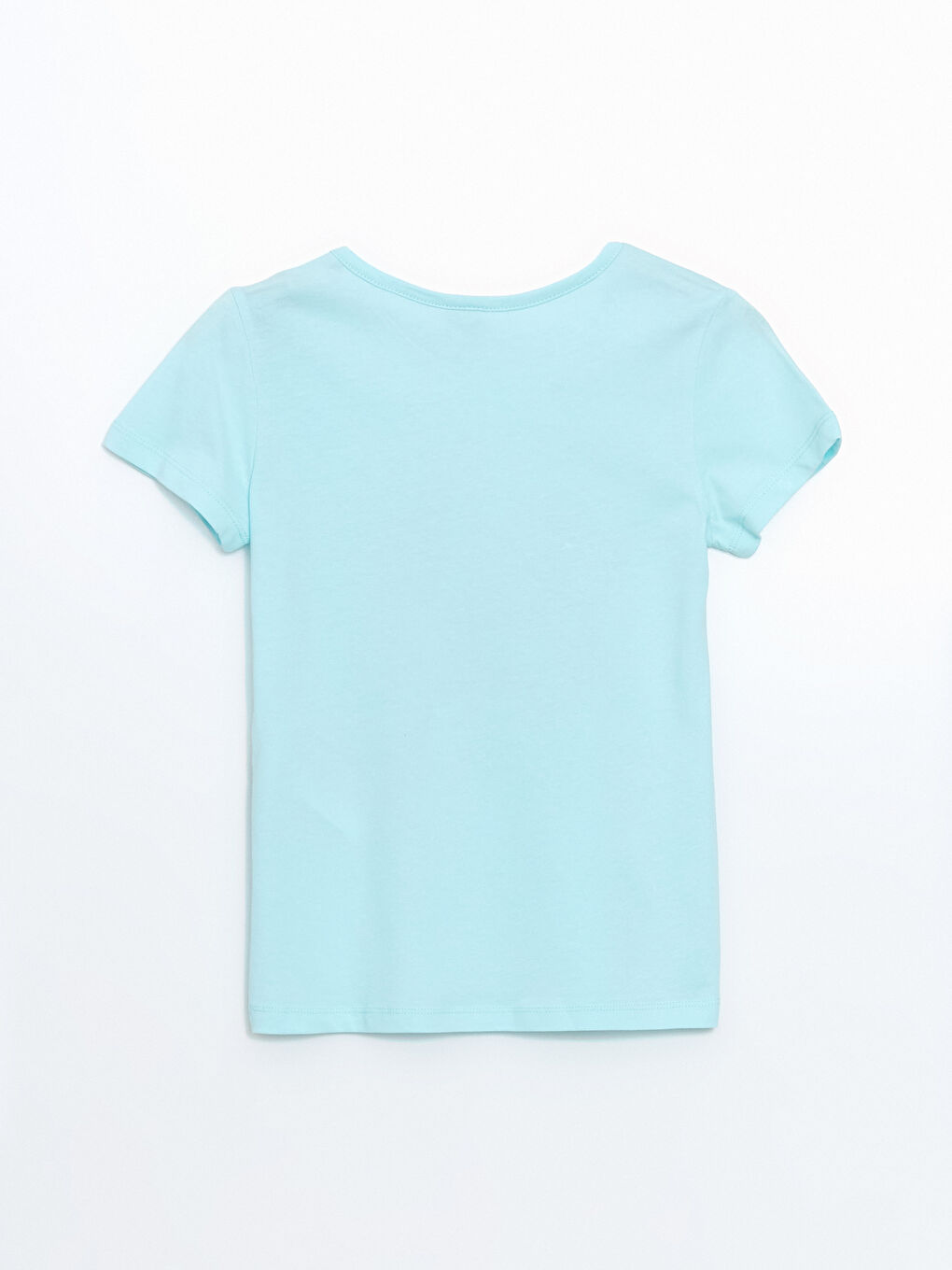 Turkuaz Bisiklet Yaka Kız Çocuk Tişört-2