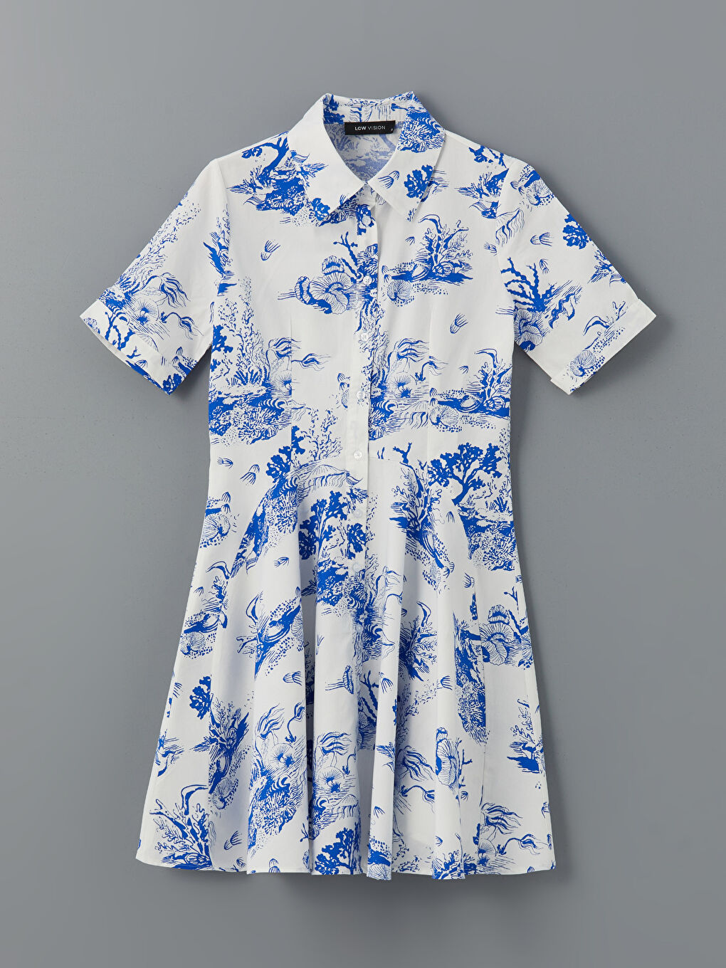 Patterned Pleated Mini Shirt Dress -S5EV81Z8-LQQ