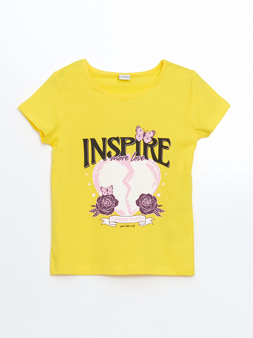 Sarı Bisiklet Yaka Kız Çocuk Tişört