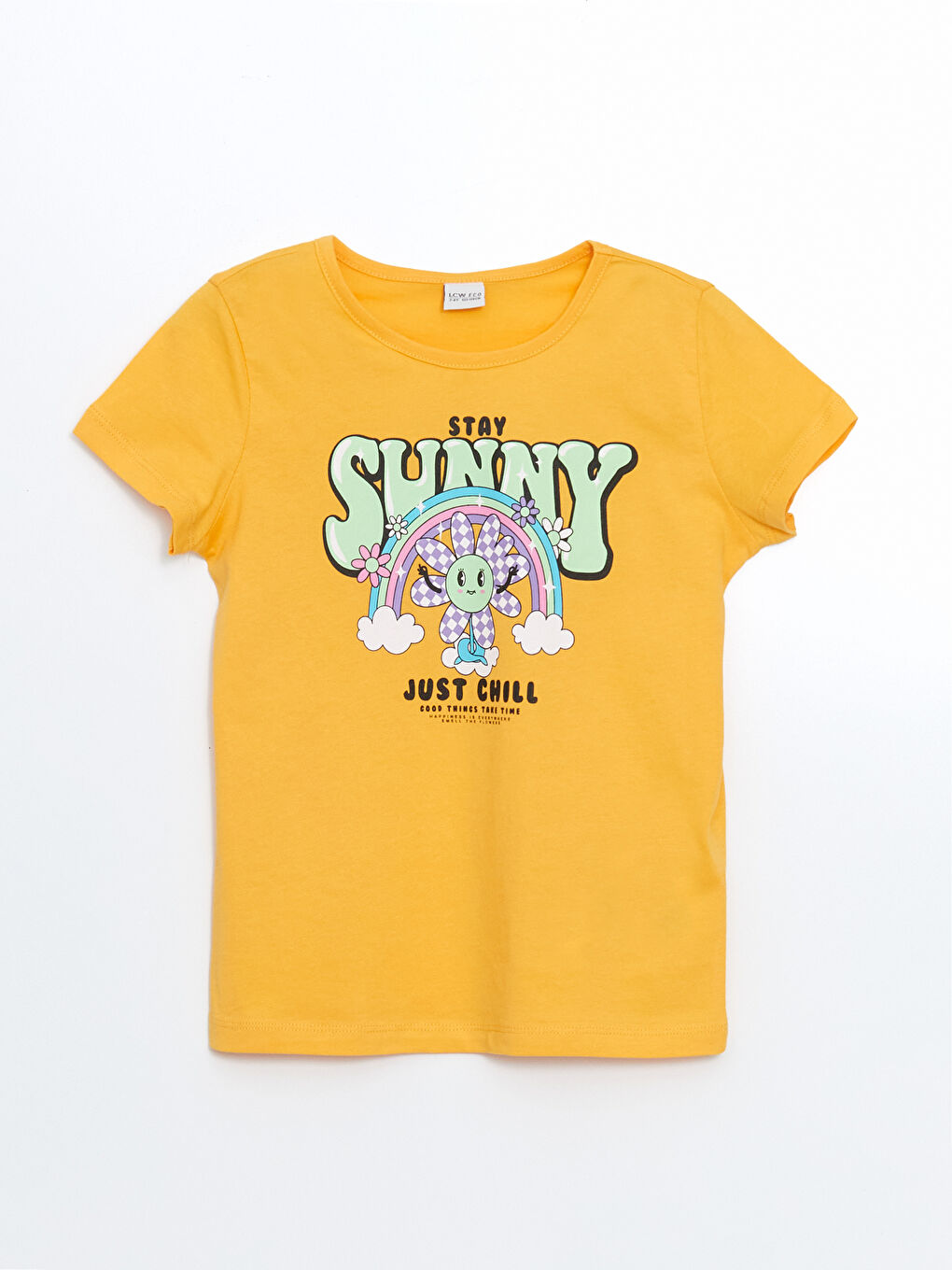 Turuncu Bisiklet Yaka Kız Çocuk Tişört