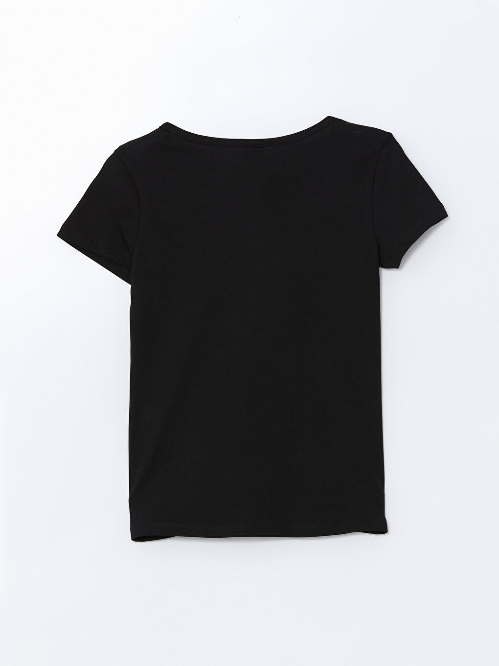 Siyah Bisiklet Yaka Kız Çocuk Tişört-2