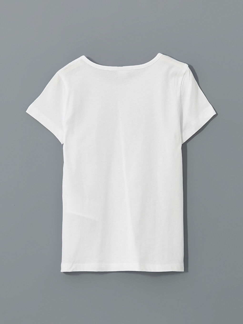 Beyaz Bisiklet Yaka Kız Çocuk Tişört-2