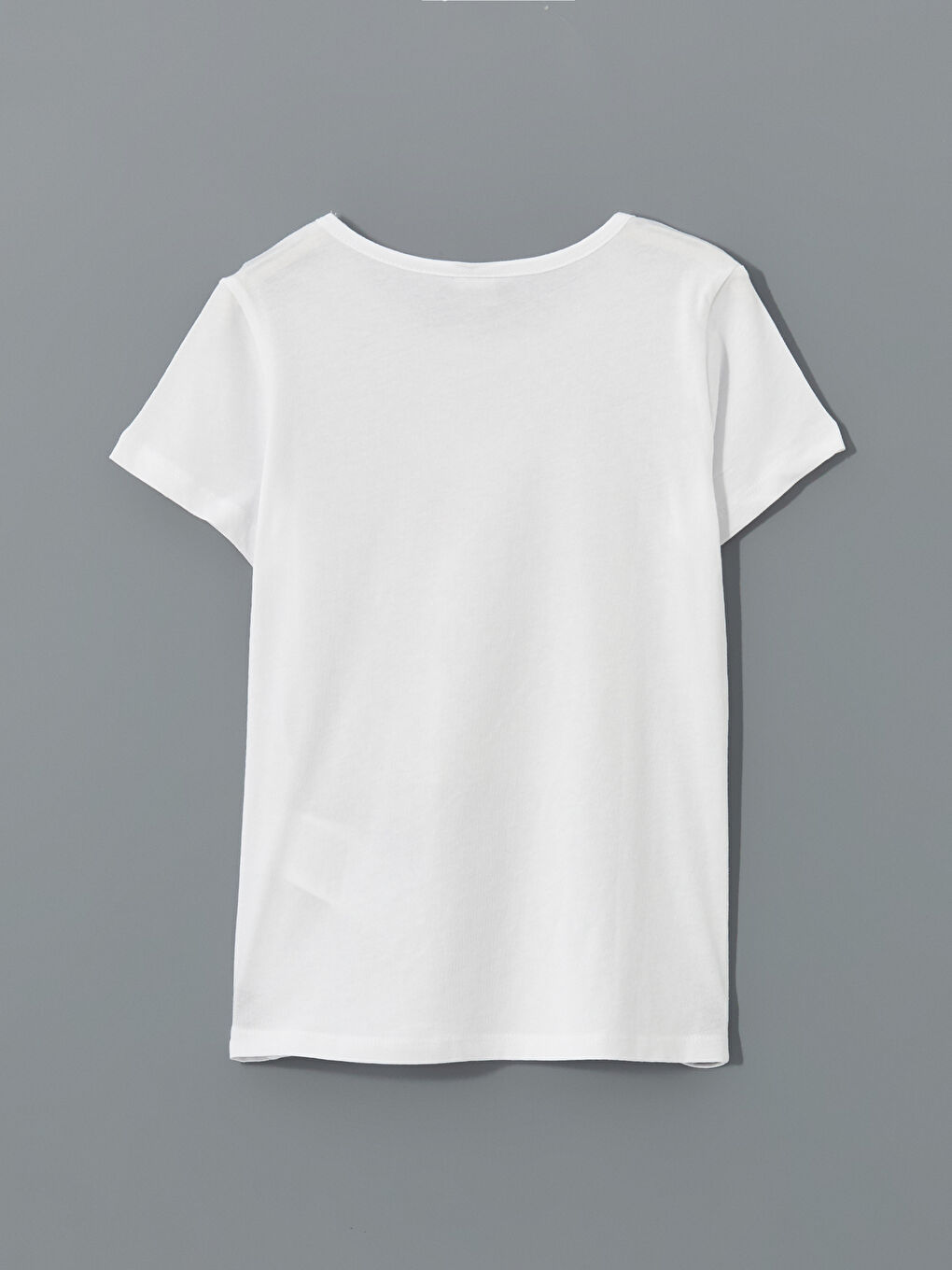 Beyaz Bisiklet Yaka Kız Çocuk Tişört-2