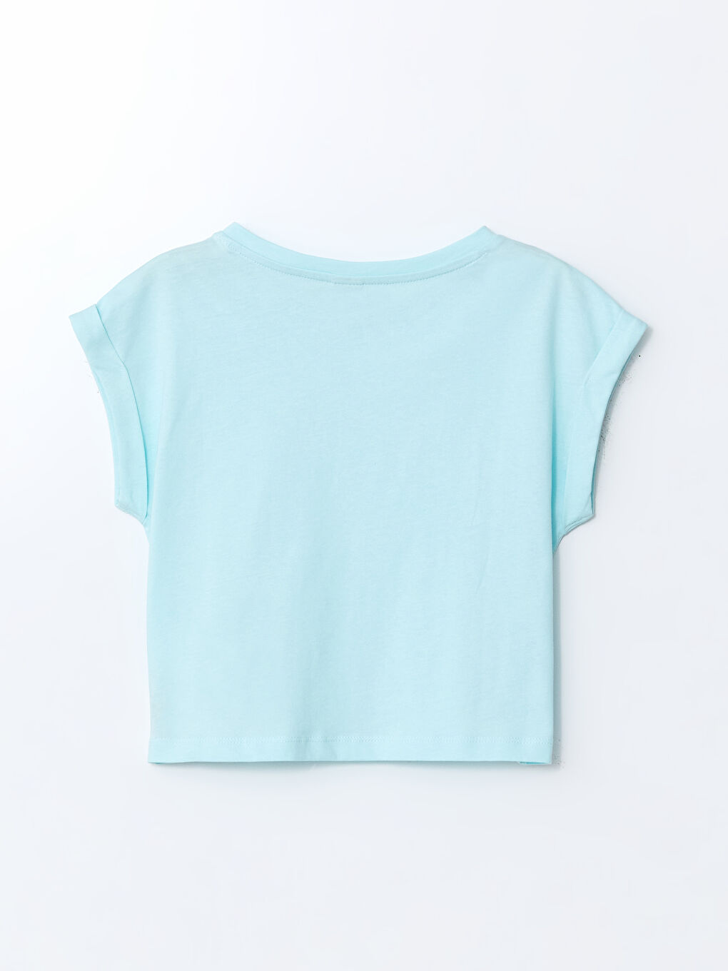 Turkuaz Bisiklet Yaka Kız Çocuk Tişört-1