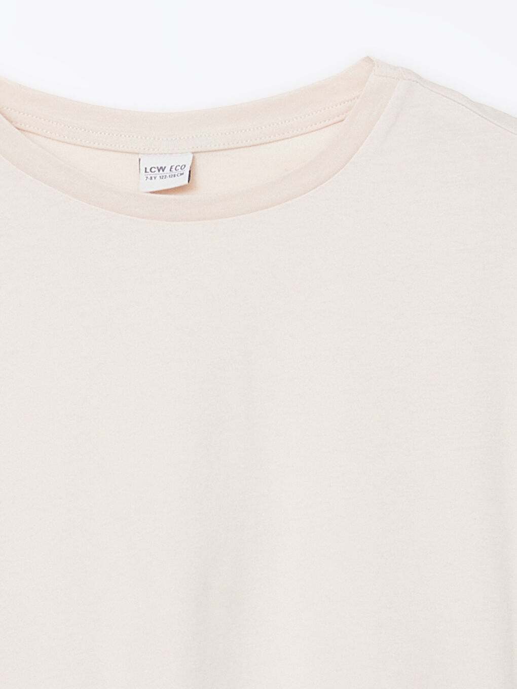 Bej Bisiklet Yaka Kız Çocuk Tişört-1