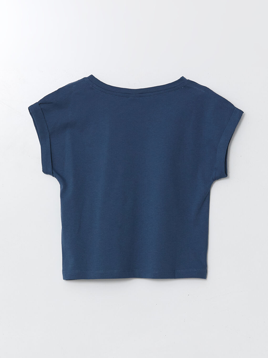 Lacivert Bisiklet Yaka Kız Çocuk Tişört-1