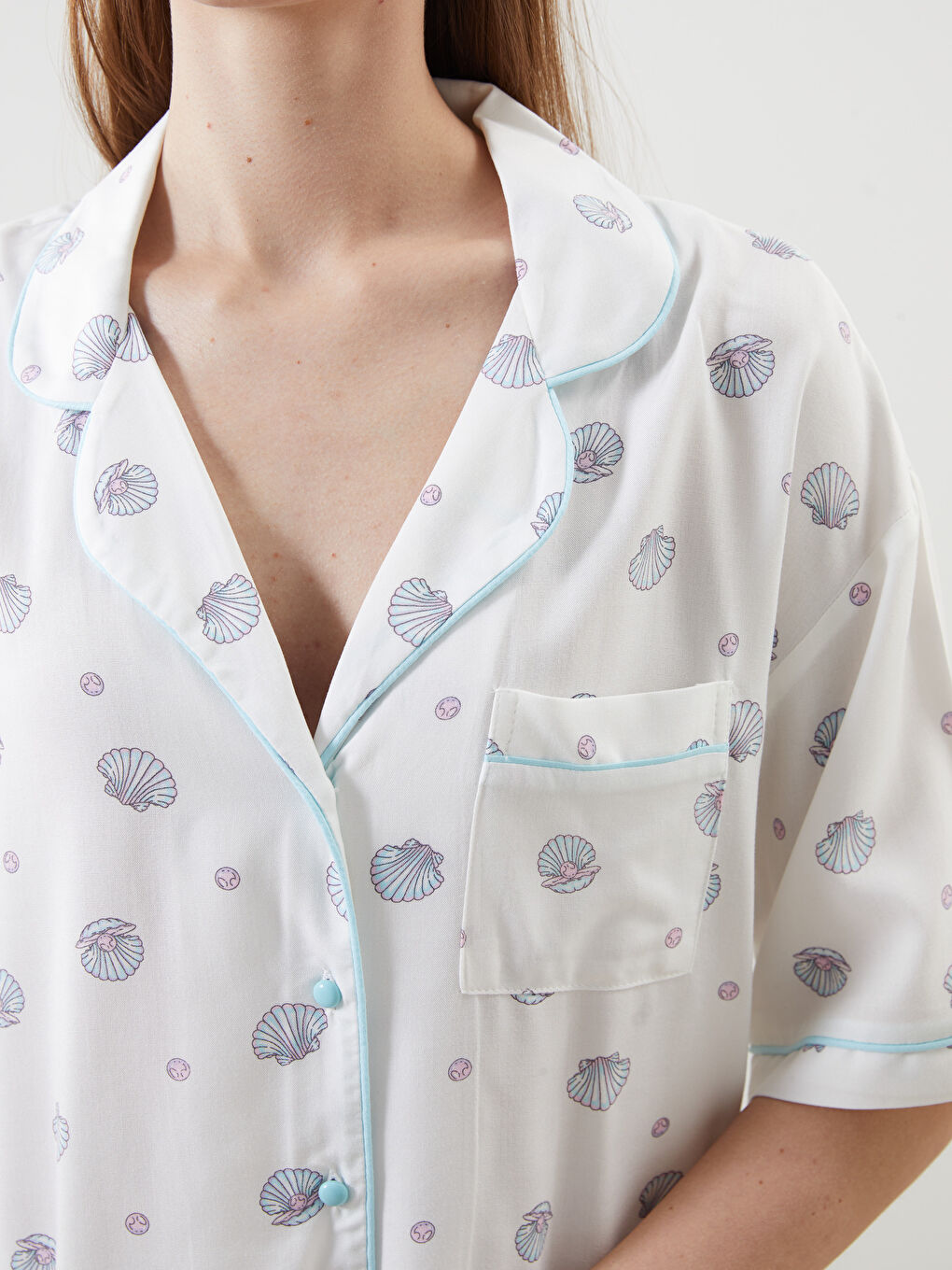 Button-Down Collar Printed Women's Pyjama Set -S5EY02Z8-LRA