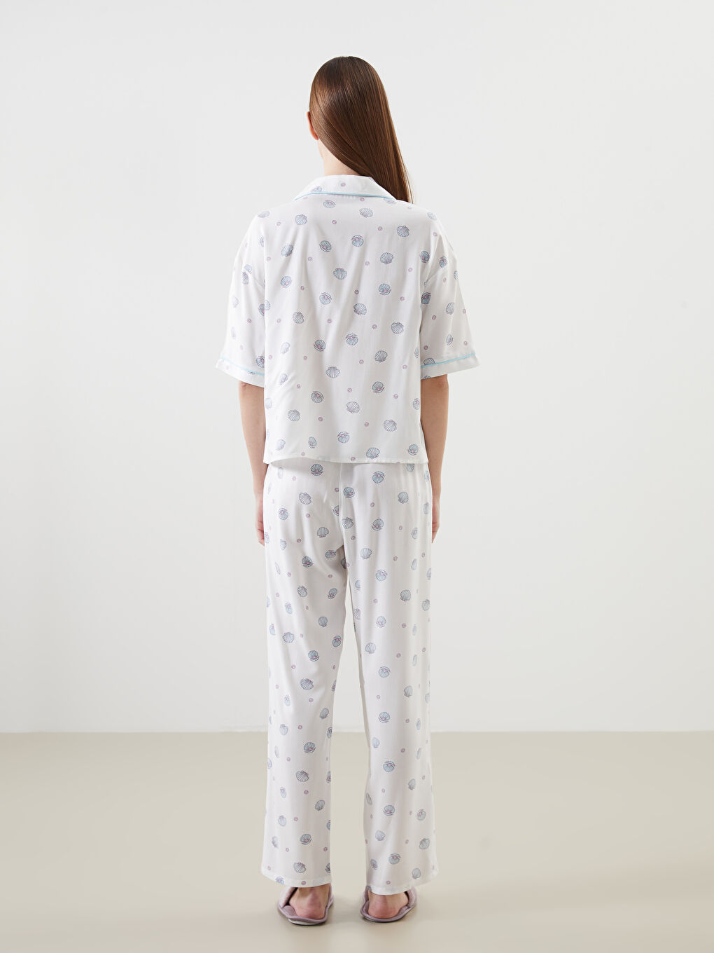 Button-Down Collar Printed Women's Pyjama Set -S5EY02Z8-LRA