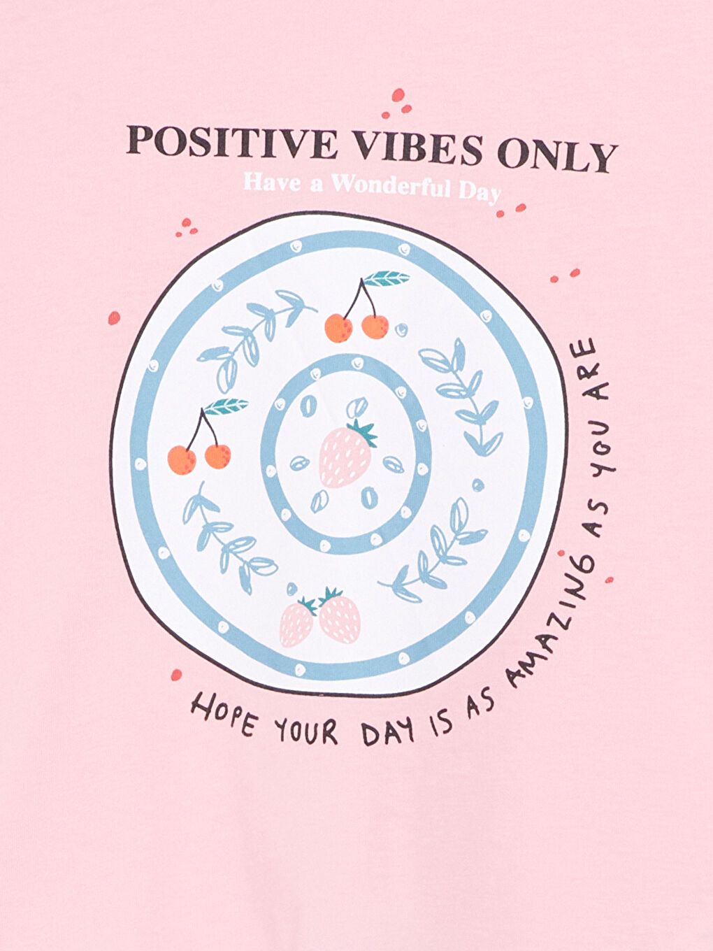 Pembe Bisiklet Yaka Kız Çocuk Tişört-1