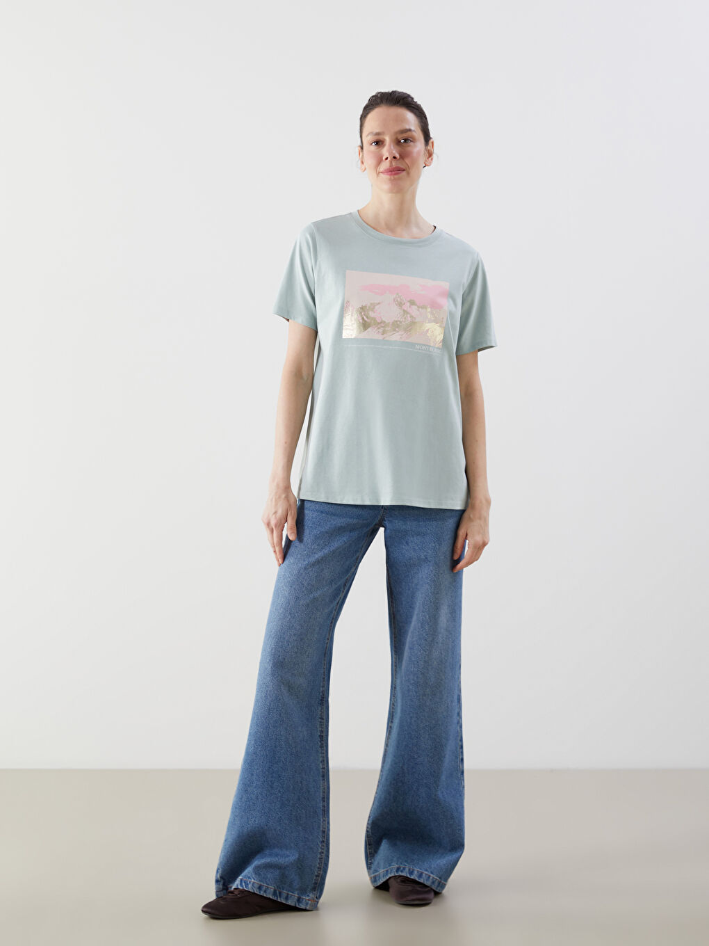 LCW Comfort Crew Neck Mont Blanc Printed Women's T-Shirt -S5EY21Z8-FLL