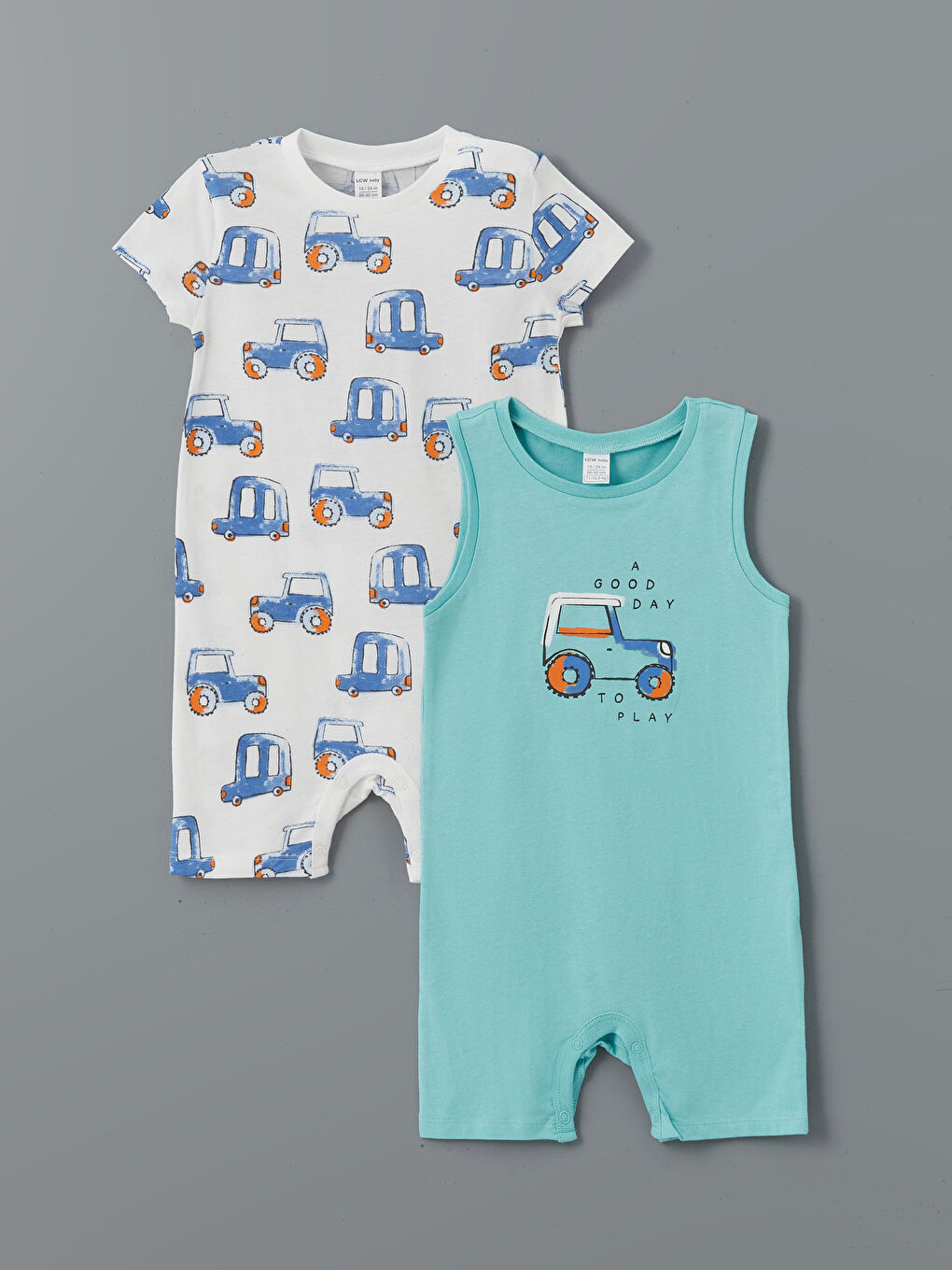 Crew Neck Baby Boy'S Cotton Romper 2-Pack -S5EY75Z1-FJJ