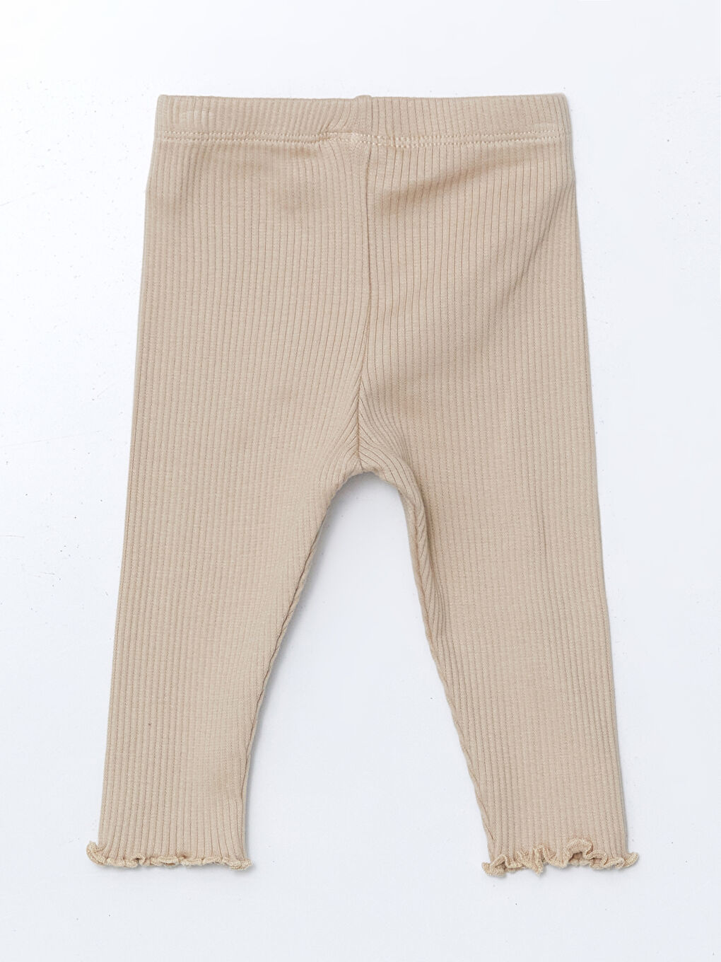 Bej Beli Lastikli Kız Bebek Tayt-1