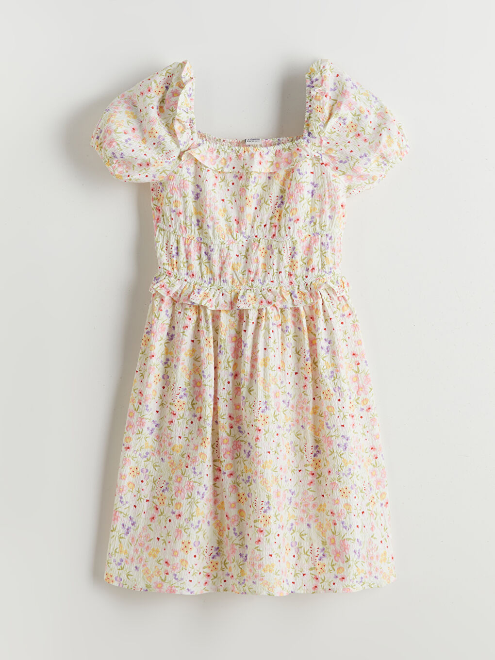Square Collar Floral Girl's Dress