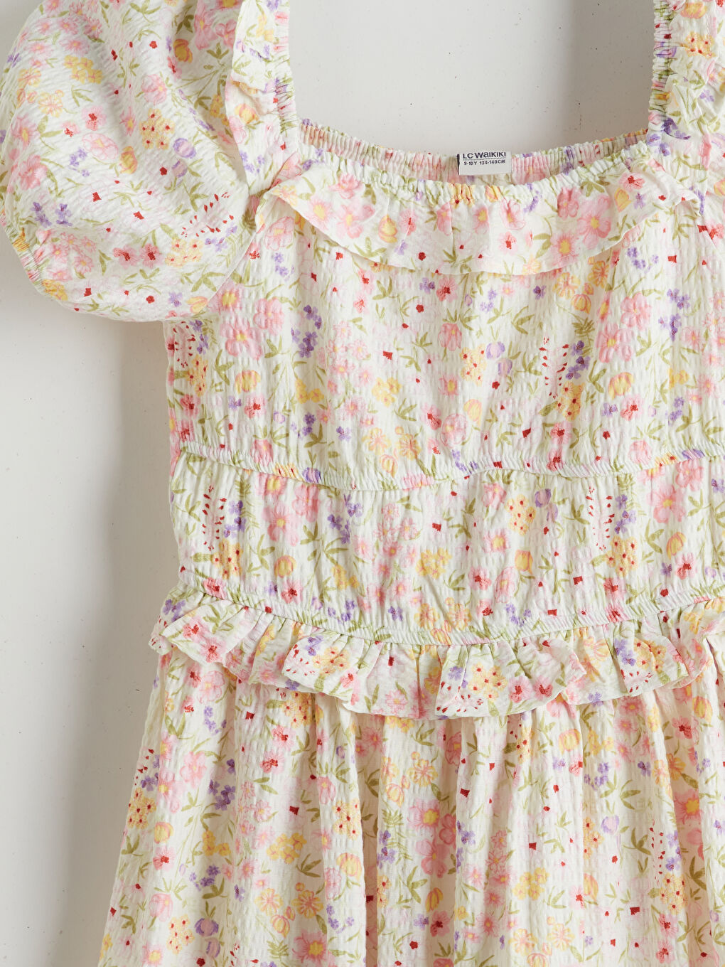 Square Collar Floral Girl's Dress-2