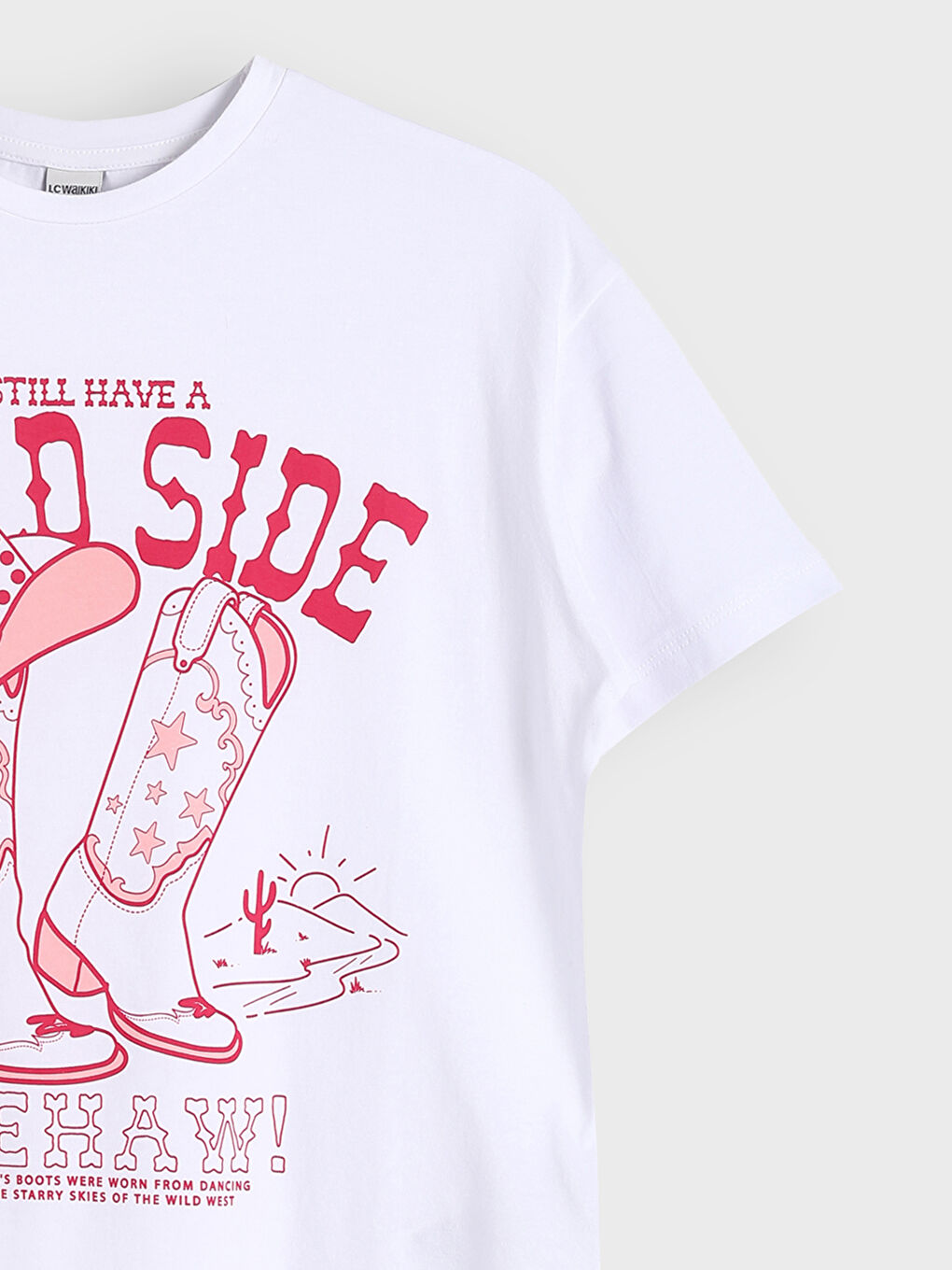 Crew Neck Printed Girls' T-Shirt-2