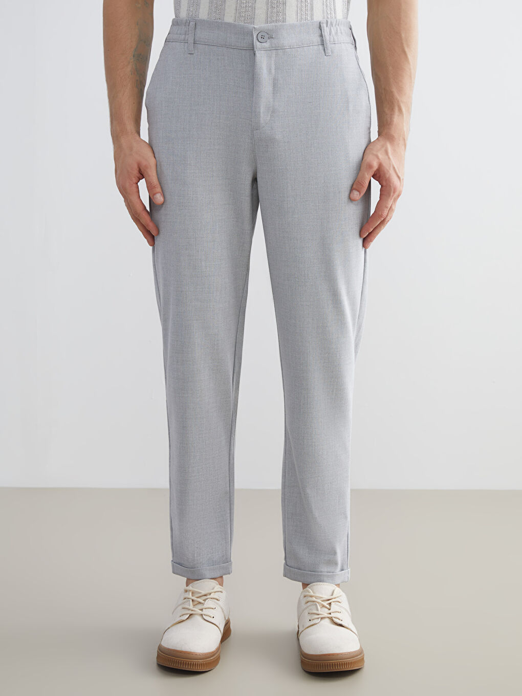 Gri Slim Fit Erkek Pantolon-1