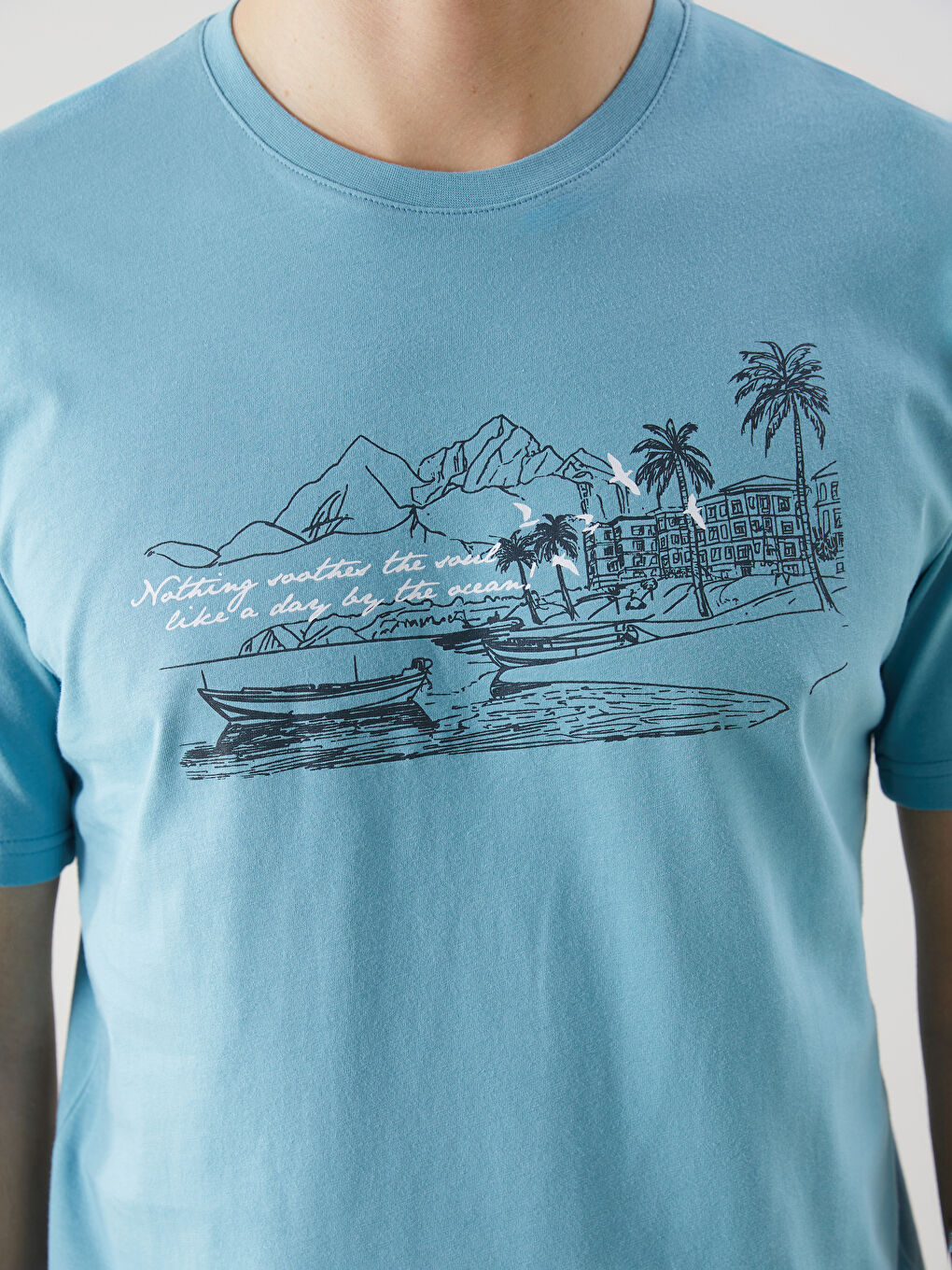Crew Neck Short Sleeve Printed Combed Cotton Men's T-shirt -S5FA27Z8-P5P