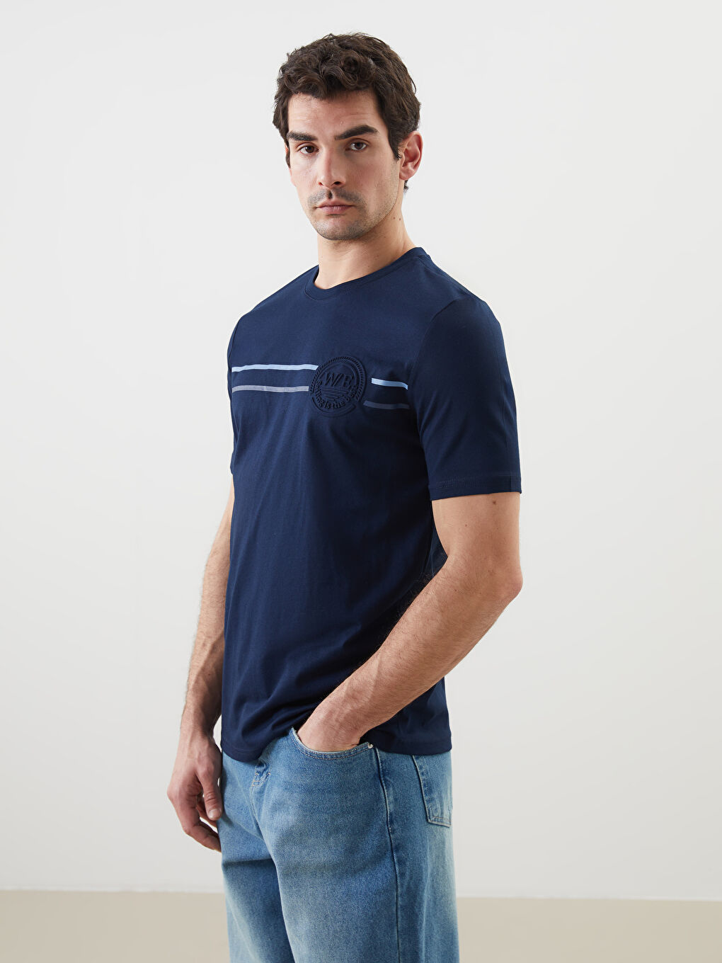 Crew Neck Short Sleeve Printed Combed Cotton Men's T-shirt -S5FA28Z8-DWP