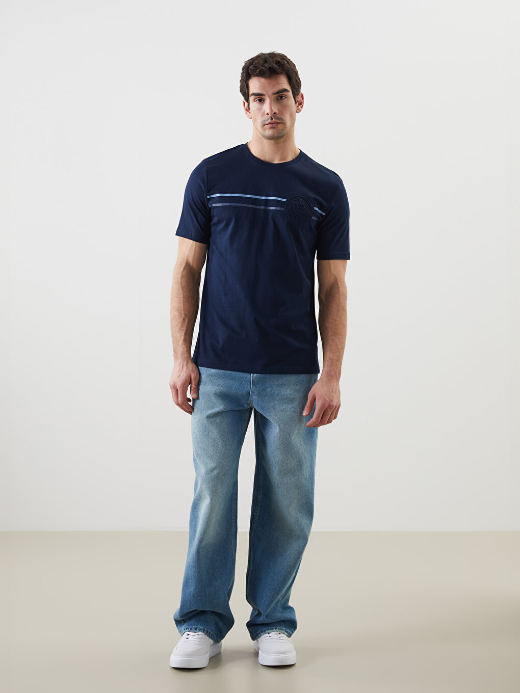 Crew Neck Short Sleeve Printed Combed Cotton Men's T-shirt -S5FA28Z8-DWP