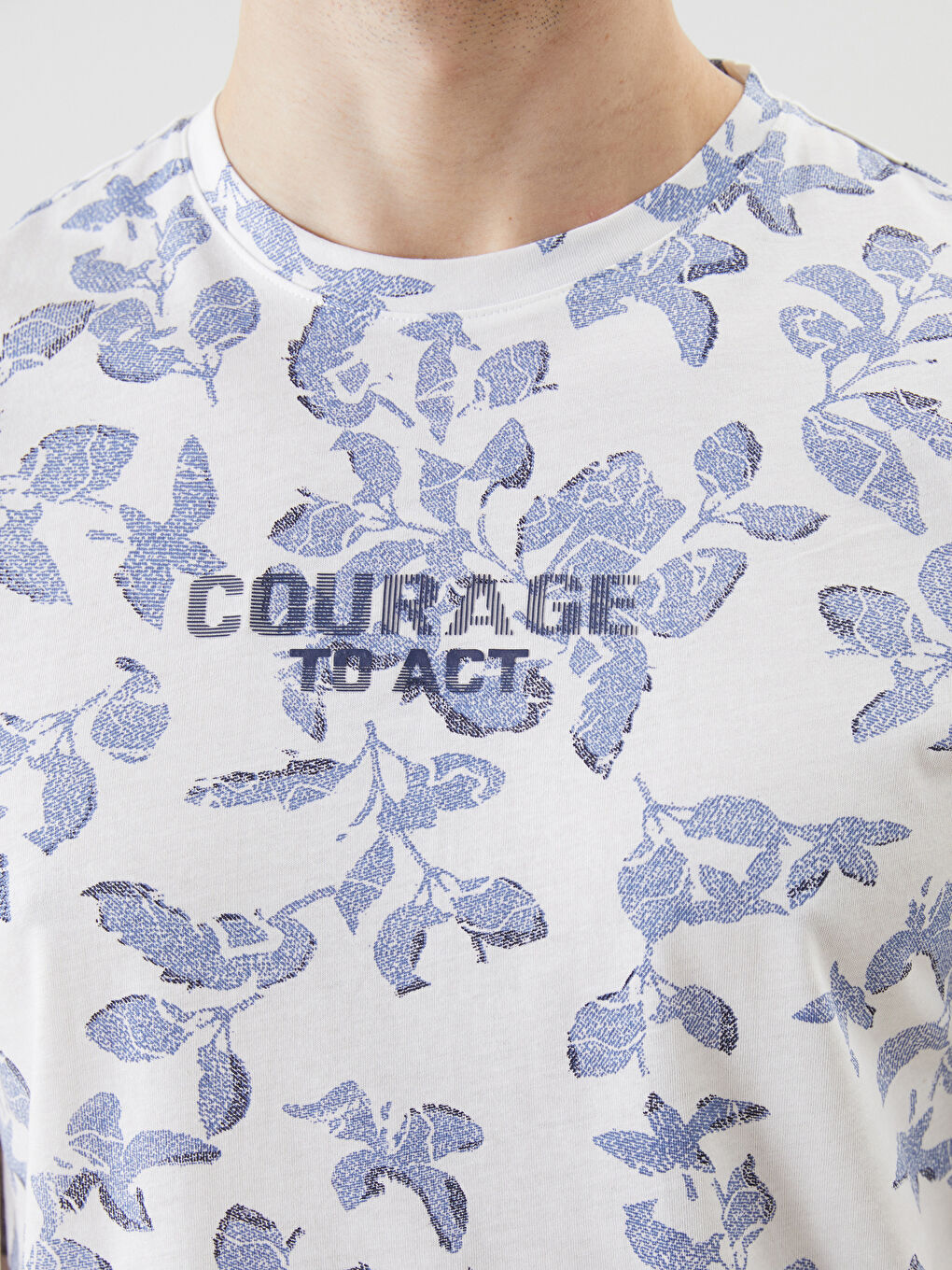 Crew Neck Short Sleeve Printed Combed Cotton Men's T-shirt -S5FA36Z8-LRA