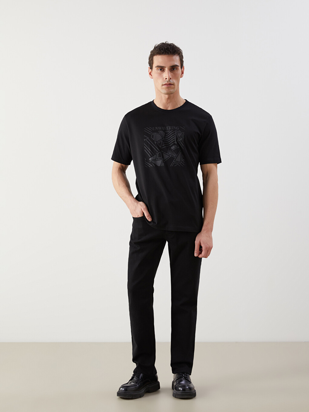 Crew Neck Short Sleeve Printed Combed Cotton Men's T-shirt-1