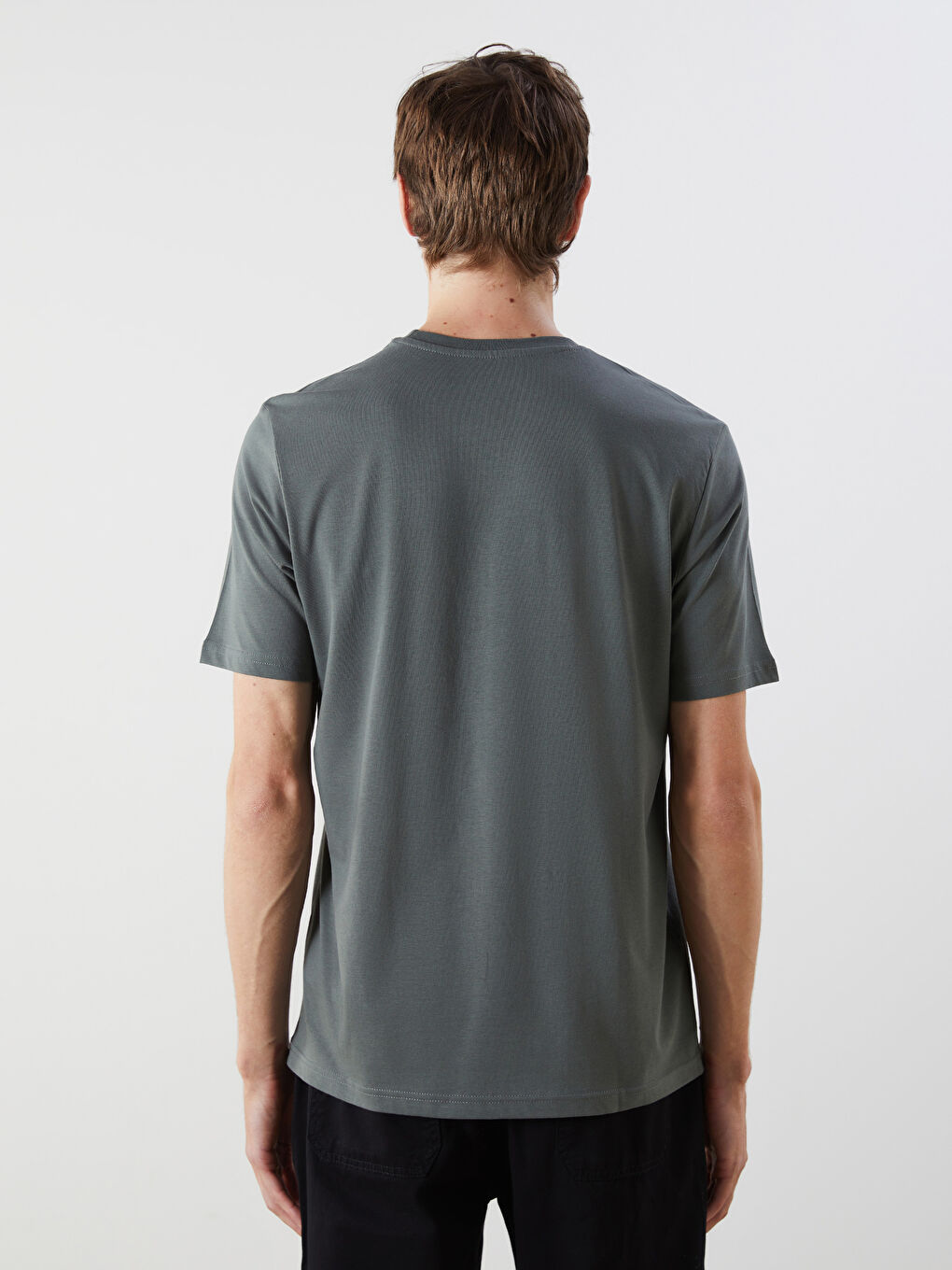 Haki Bisiklet Yaka İstanbul Baskılı Penye Erkek Tişört-3