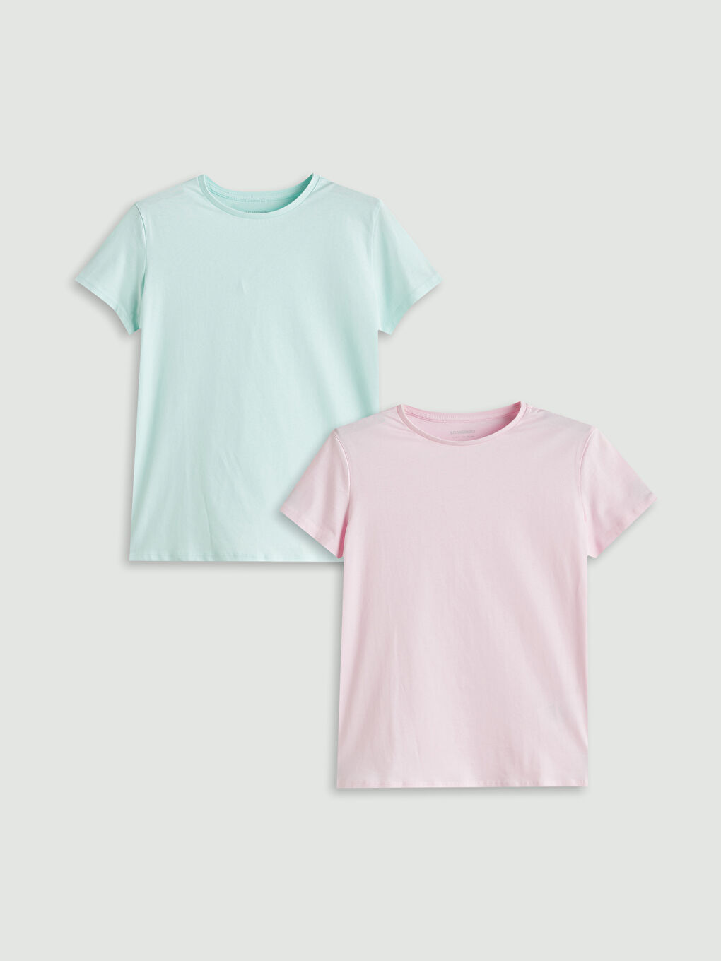 Pembe Bisiklet Yaka Kız Çocuk Tişört 2'li