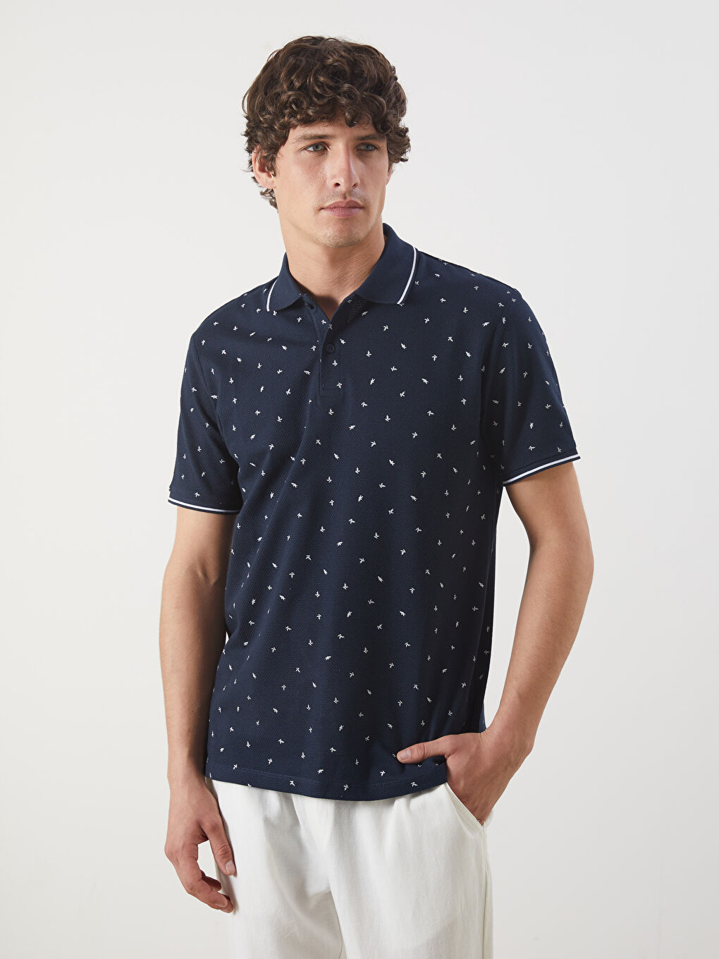 LCW Vision Polo Neck Short Sleeve Patterned Men's T-Shirt -S5FA70Z8-J2Y