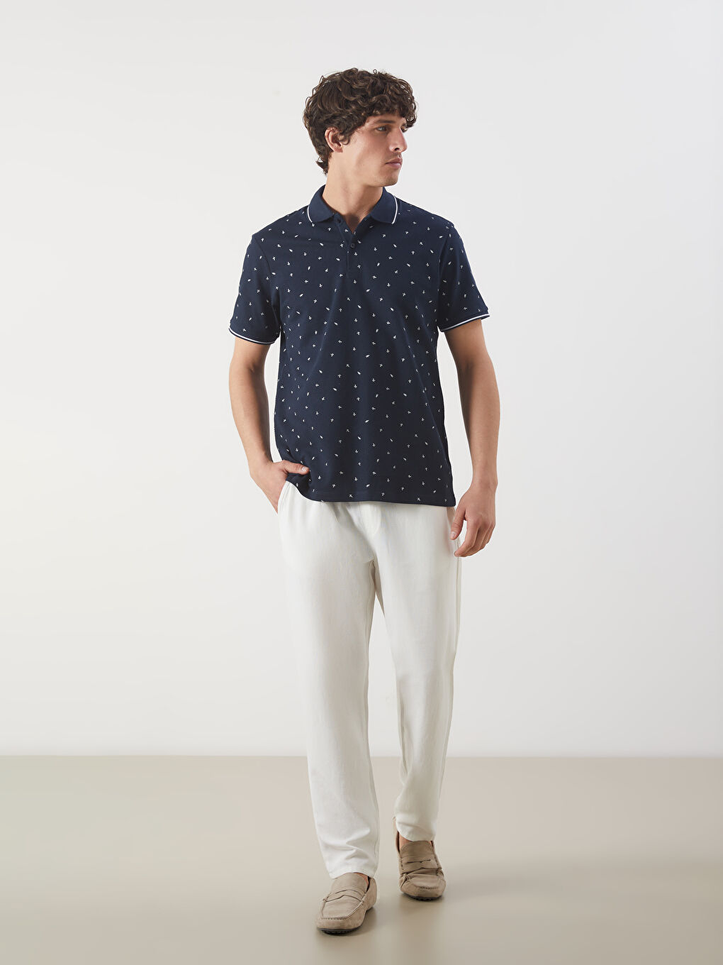 LCW Vision Polo Neck Short Sleeve Patterned Men's T-Shirt -S5FA70Z8-J2Y
