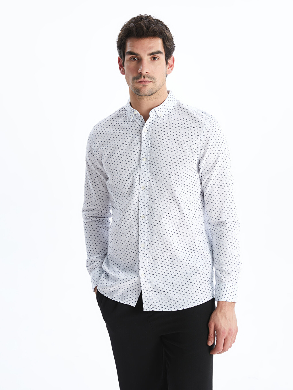 Beyaz Slim Fit Uzun Kollu Erkek Gömlek