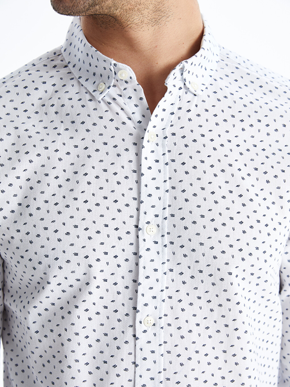 Beyaz Slim Fit Uzun Kollu Erkek Gömlek-2