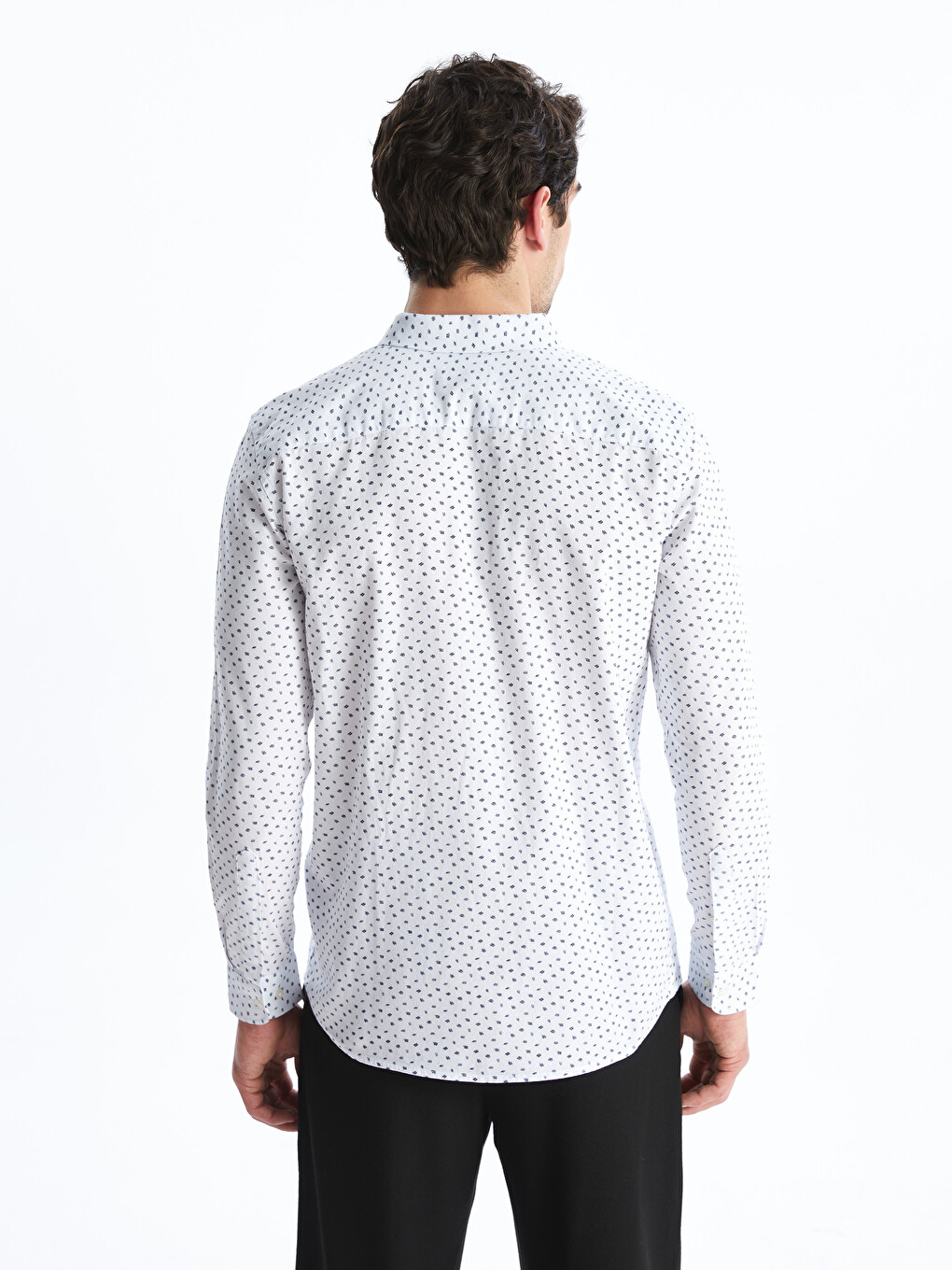 Beyaz Slim Fit Uzun Kollu Erkek Gömlek-3