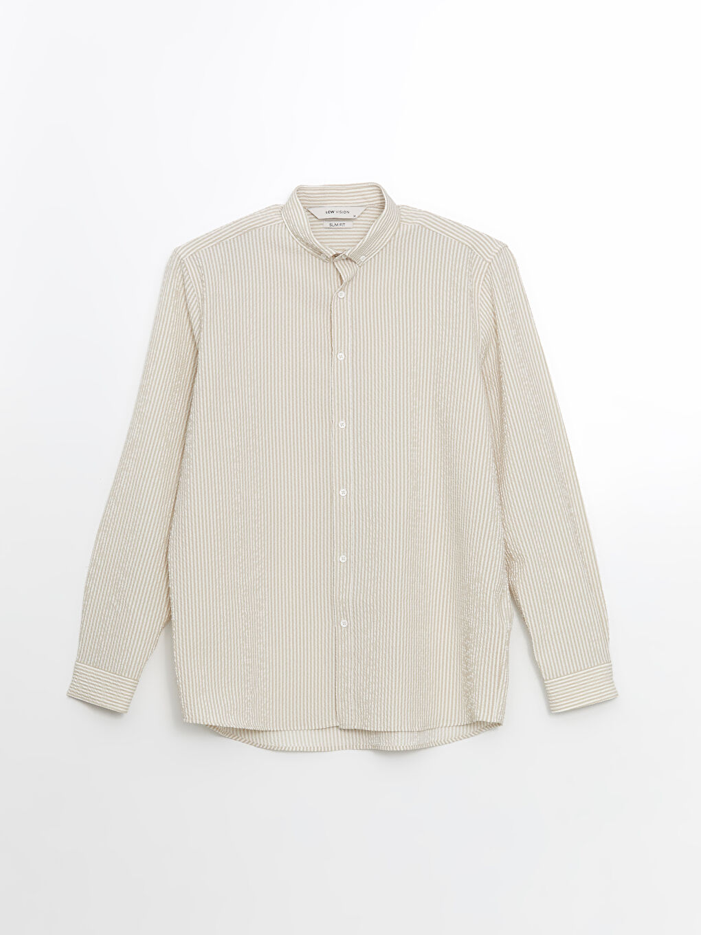 Bej Slim Fit Uzun Kollu Erkek Gömlek-4