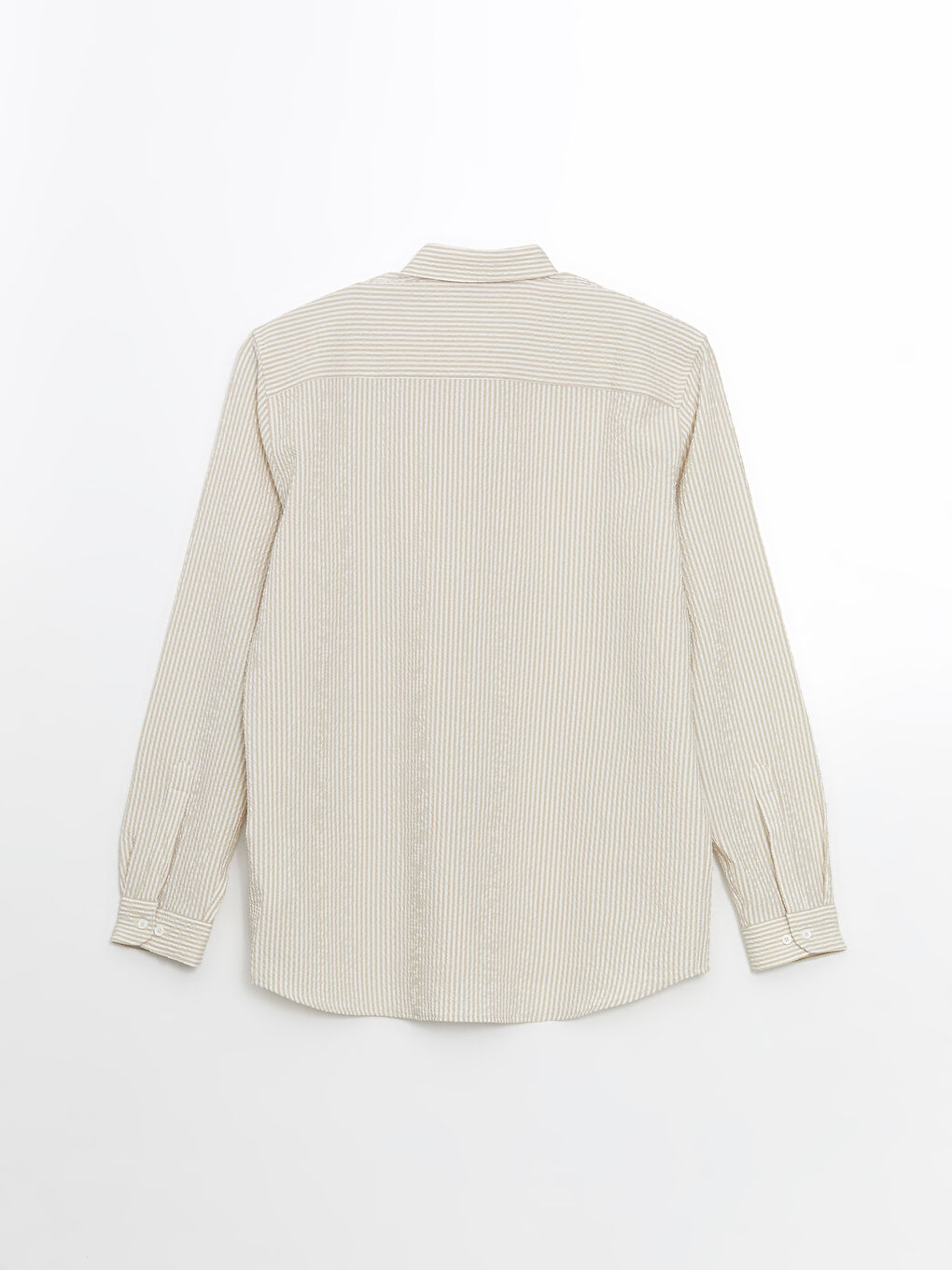 Bej Slim Fit Uzun Kollu Erkek Gömlek-5