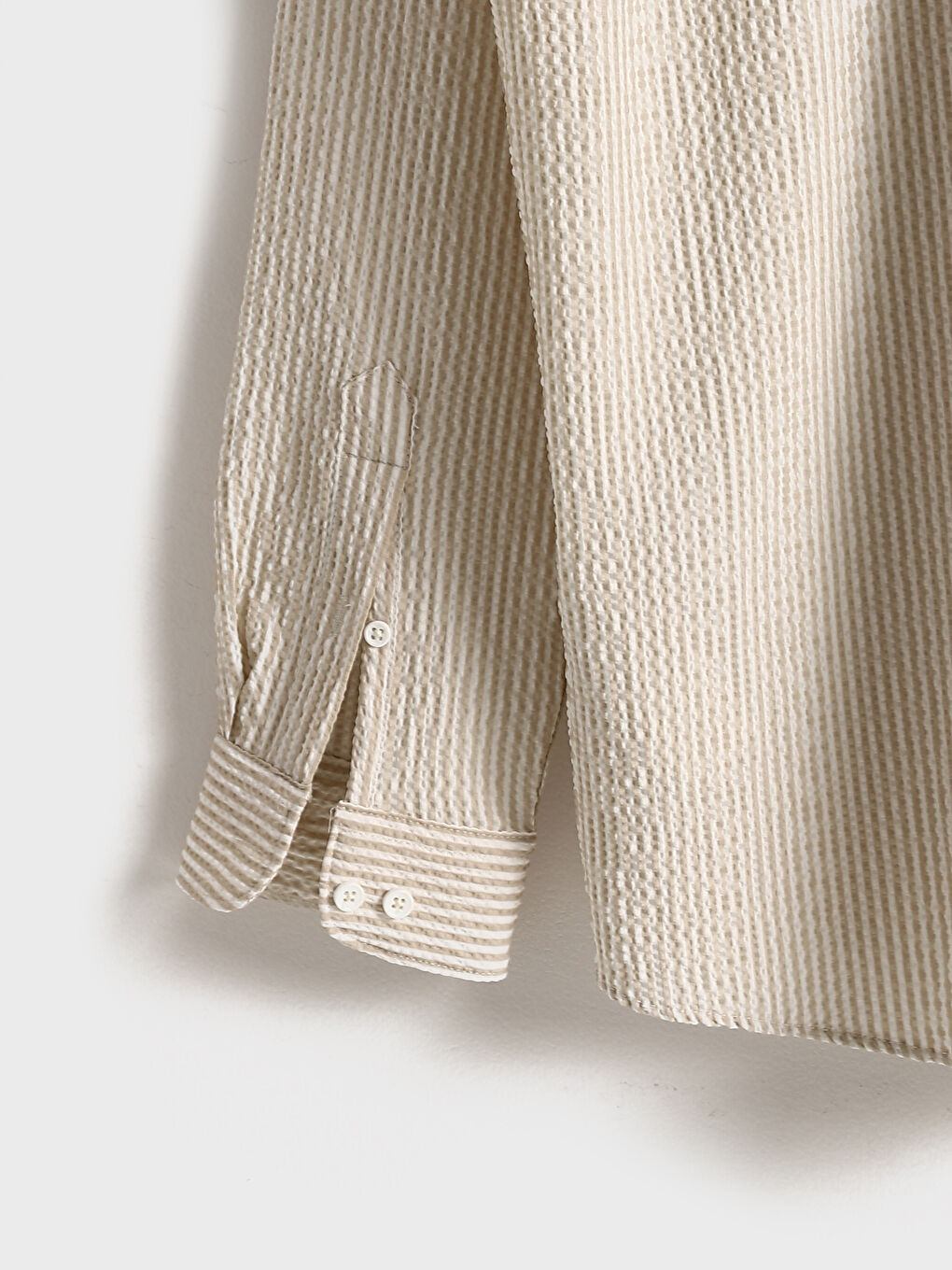 Bej Slim Fit Uzun Kollu Erkek Gömlek-7