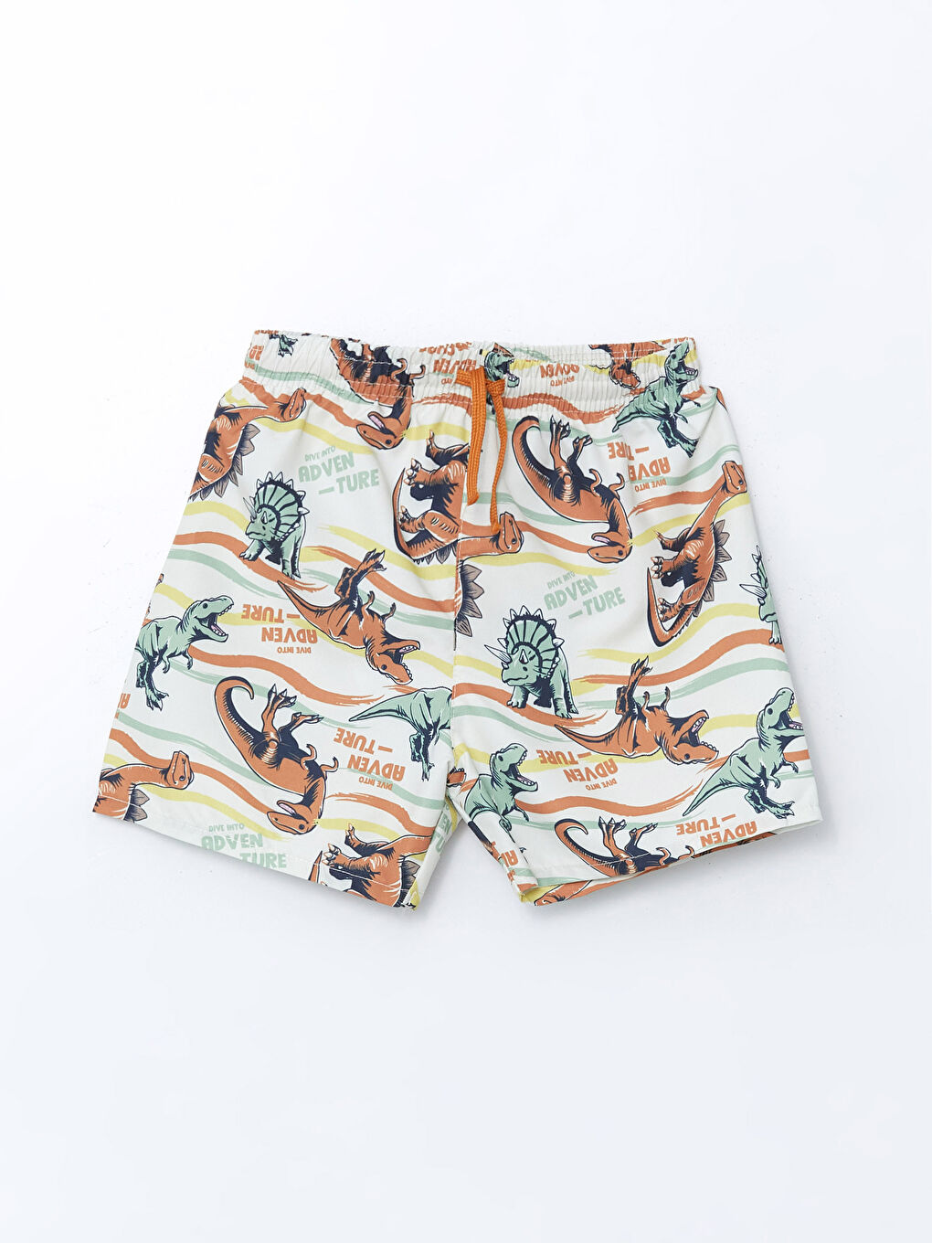 Bej Beli Lastikli Baskılı Erkek Çocuk Yüzme Şort
