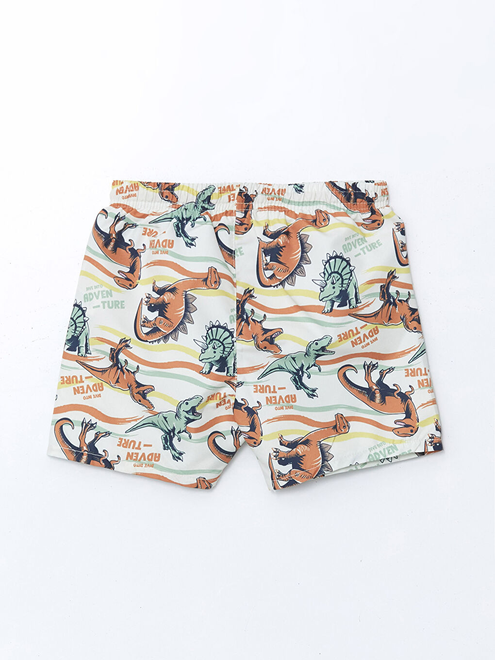Bej Beli Lastikli Baskılı Erkek Çocuk Yüzme Şort-1