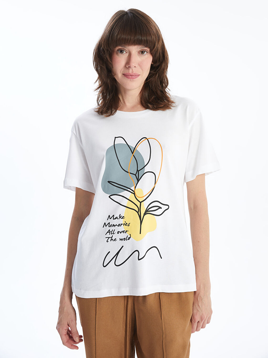 Crew Neck Printed Women's T-shirt -S5FB15Z8-JYX