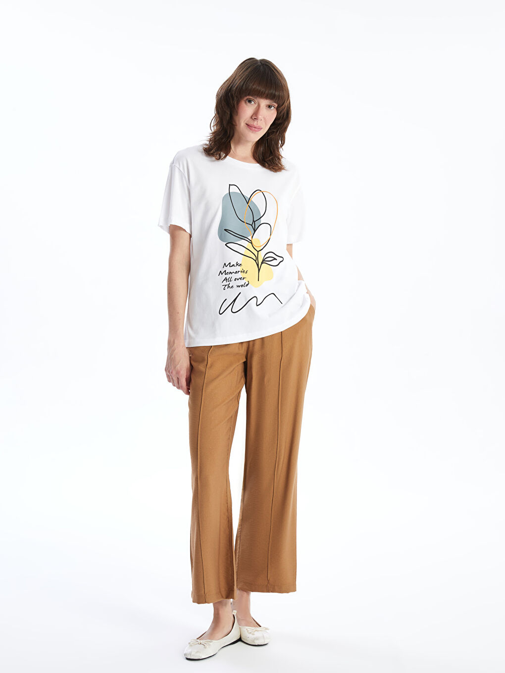 Crew Neck Printed Women's T-shirt -S5FB15Z8-JYX