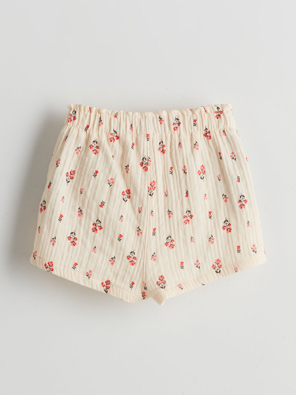 Ekru Çiçekli Kız Bebek Şort-1