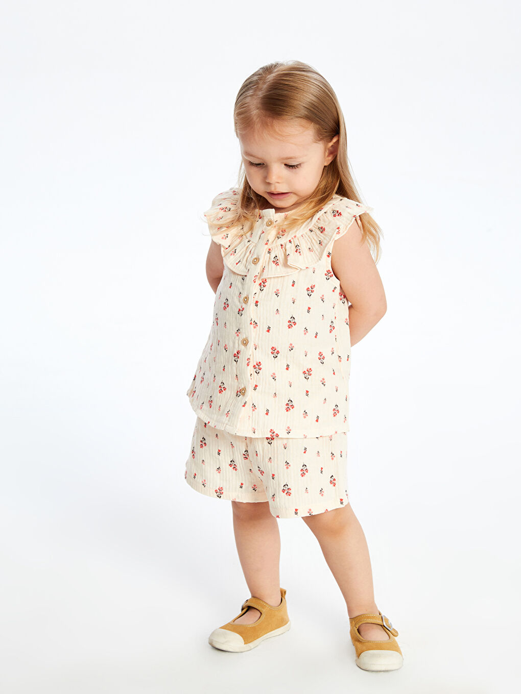 Crew Neck Floral Baby Girls' Blouse and Shorts 2 Pack -S5FB22Z1-LRB