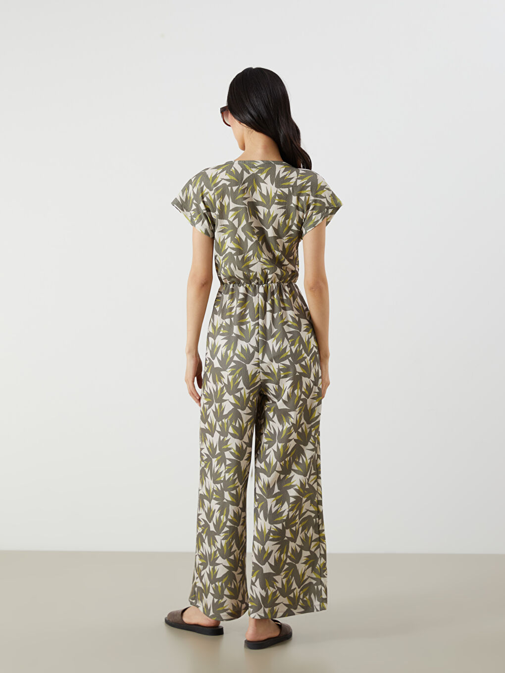 Double Breasted Floral Women's Jumpsuit-3