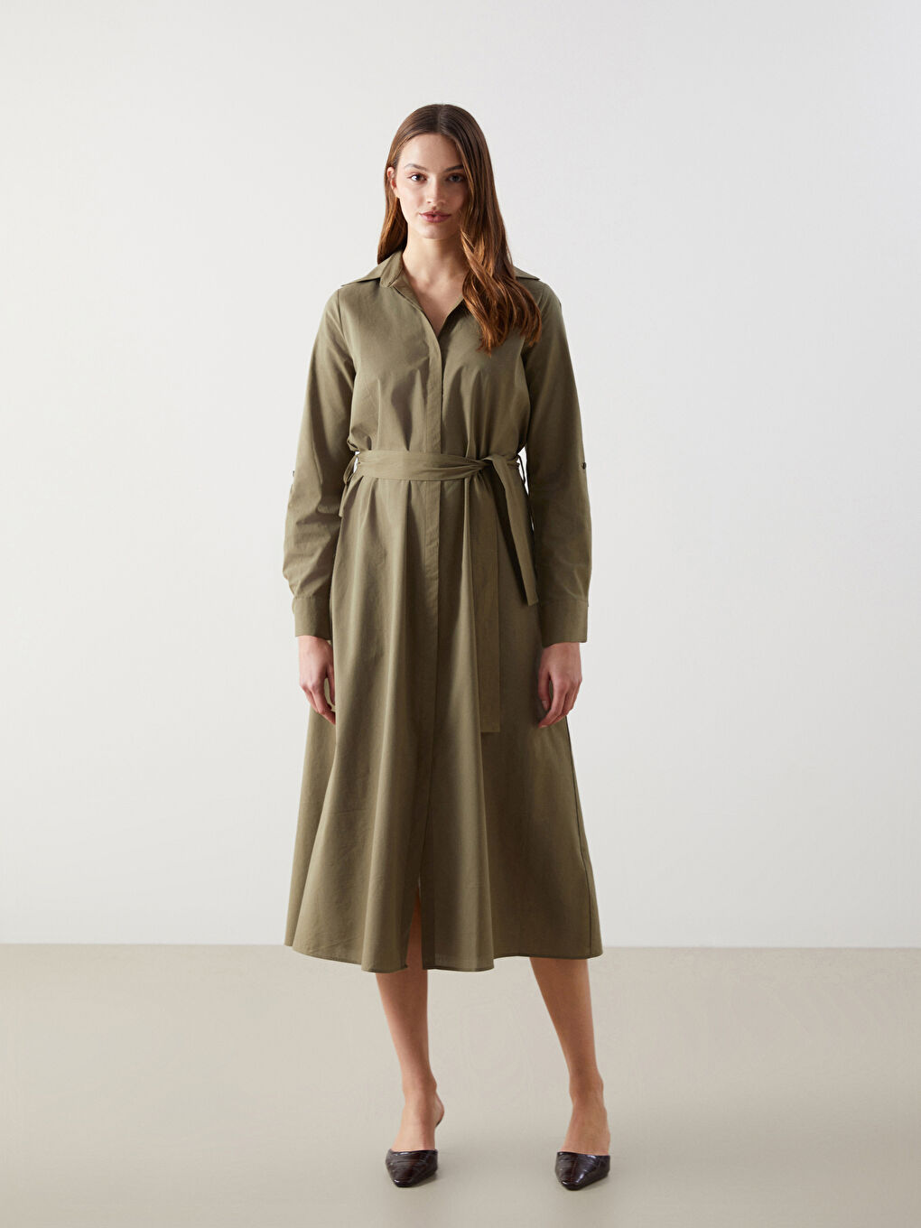 LCWAIKIKI Classic Waistband Poplin Shirt Dress -S5FB25Z8-GXF
