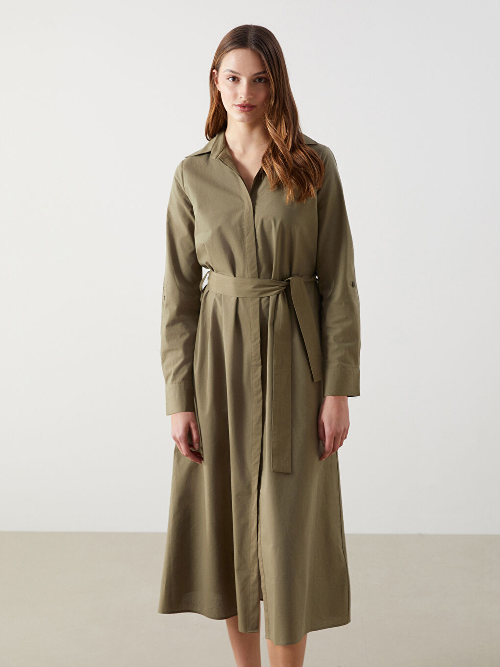LCWAIKIKI Classic Waistband Poplin Shirt Dress -S5FB25Z8-GXF