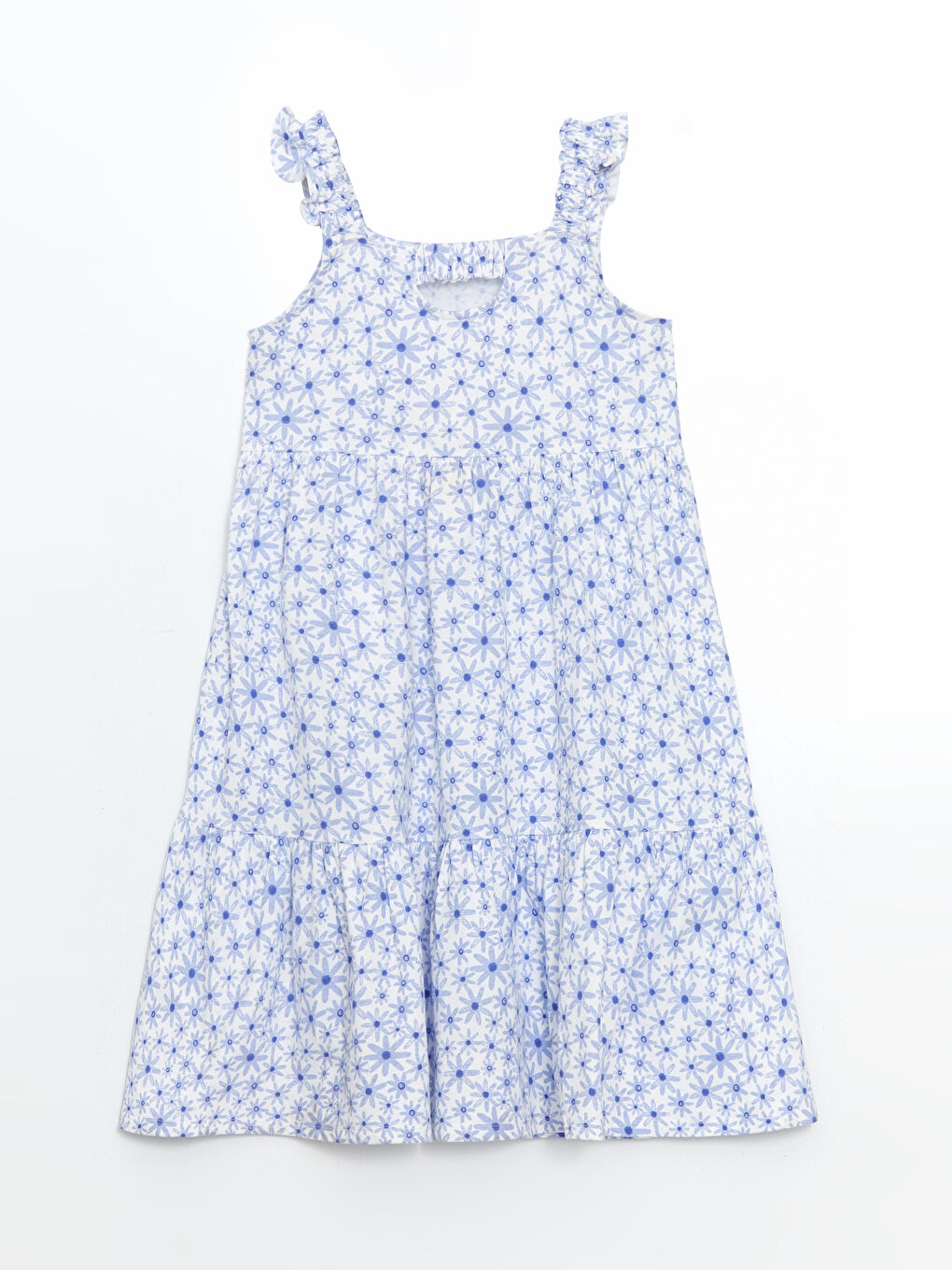 Square Neck Patterned Girls' Dress-1