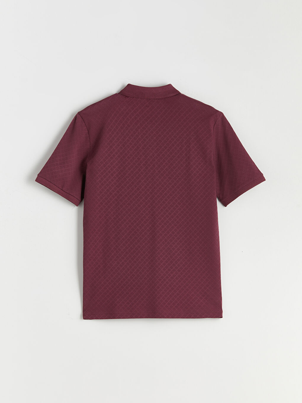 Bordo Polo Yaka Merserize Görünümlü Erkek Tişört-5