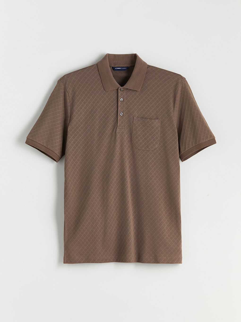 Kahverengi Polo Yaka Merserize Görünümlü Erkek Tişört-4