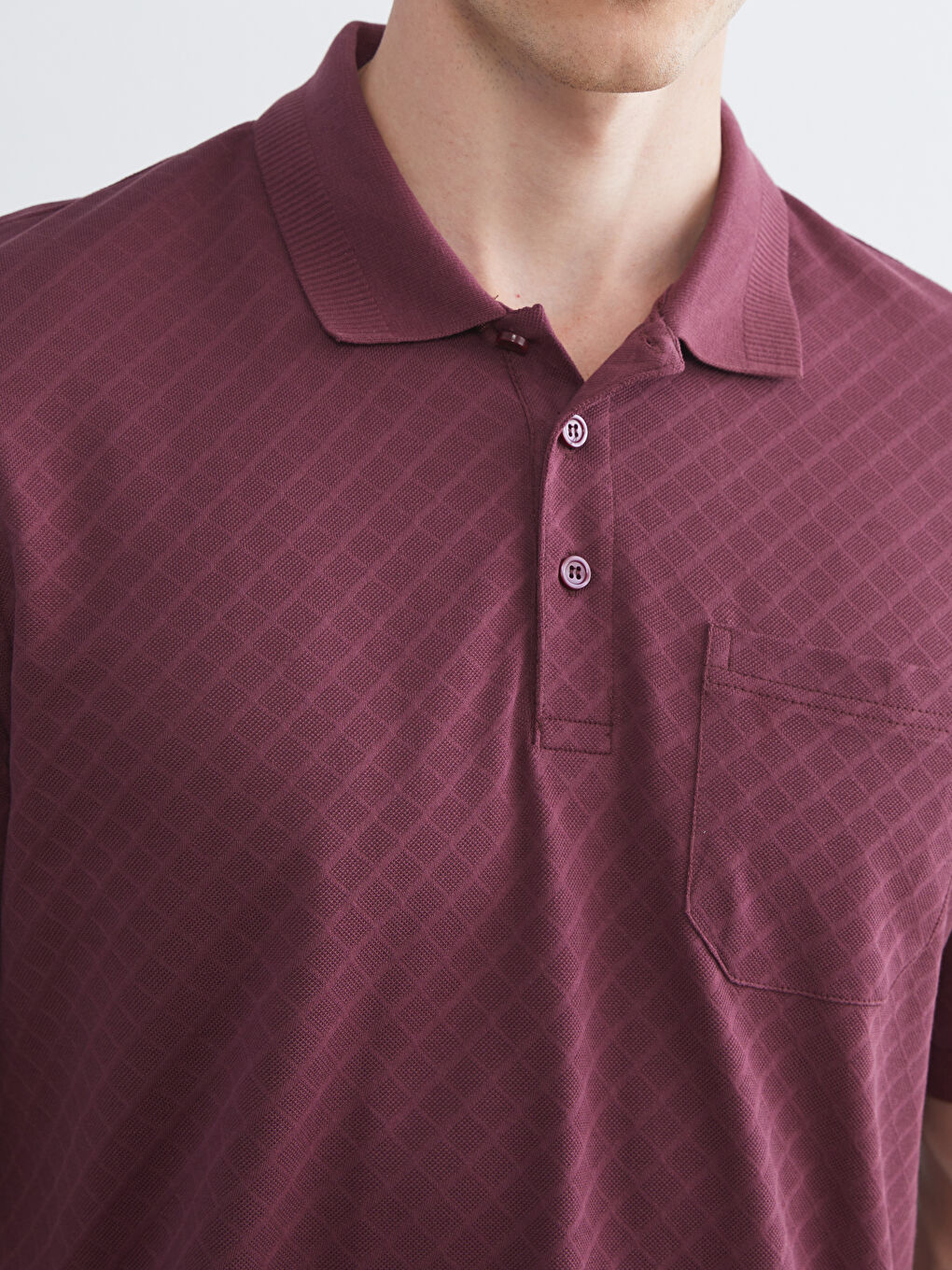 Bordo Polo Yaka Merserize Görünümlü Erkek Tişört-2
