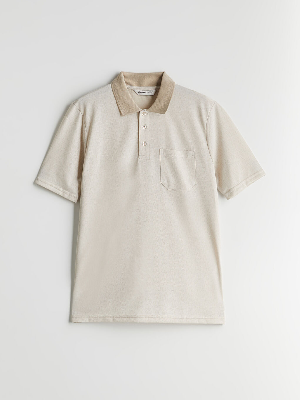Bej Polo Yaka Merserize Görünümlü Erkek Tişört-8